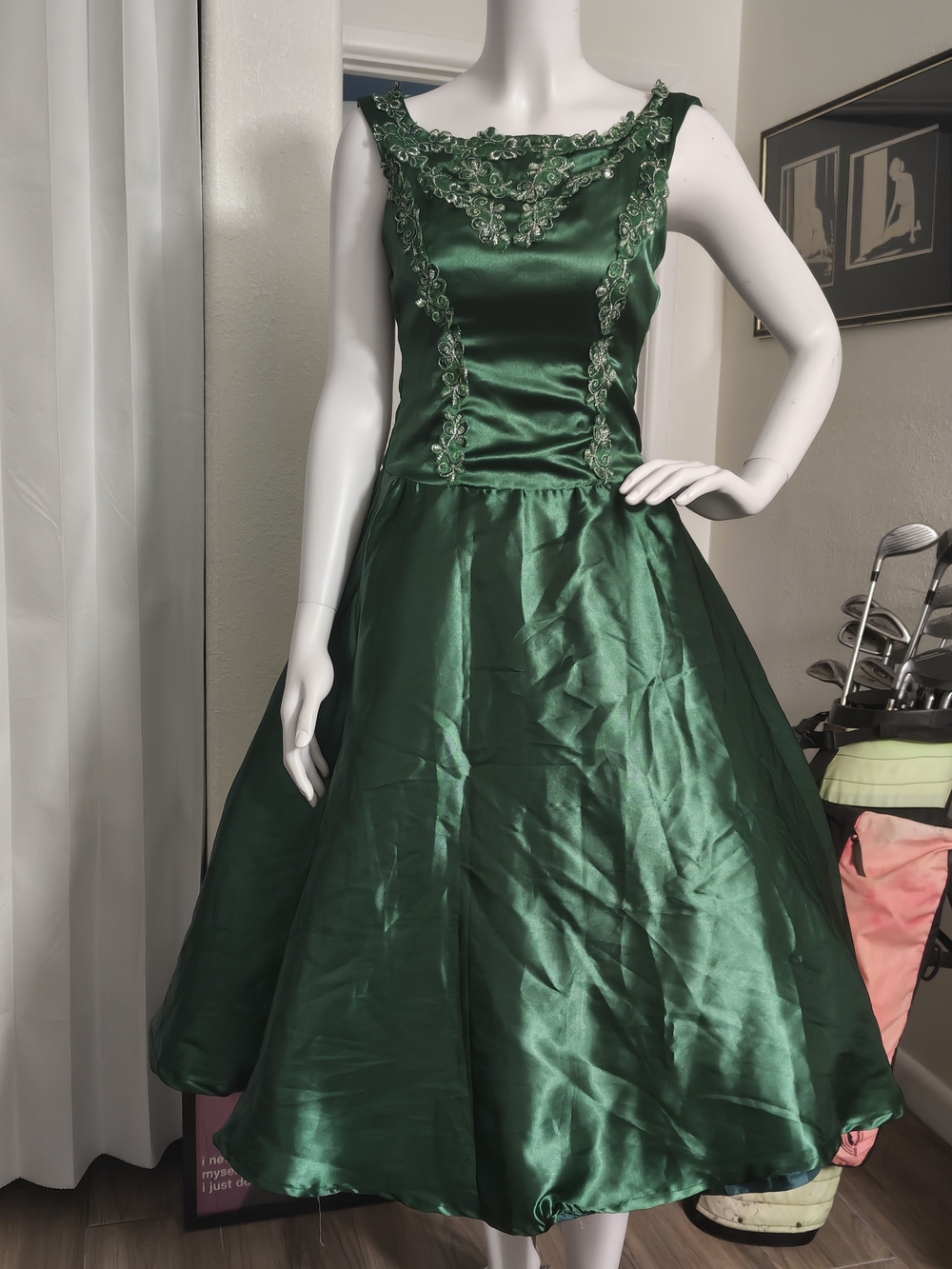Emerald Green Vintage Dress Tulle